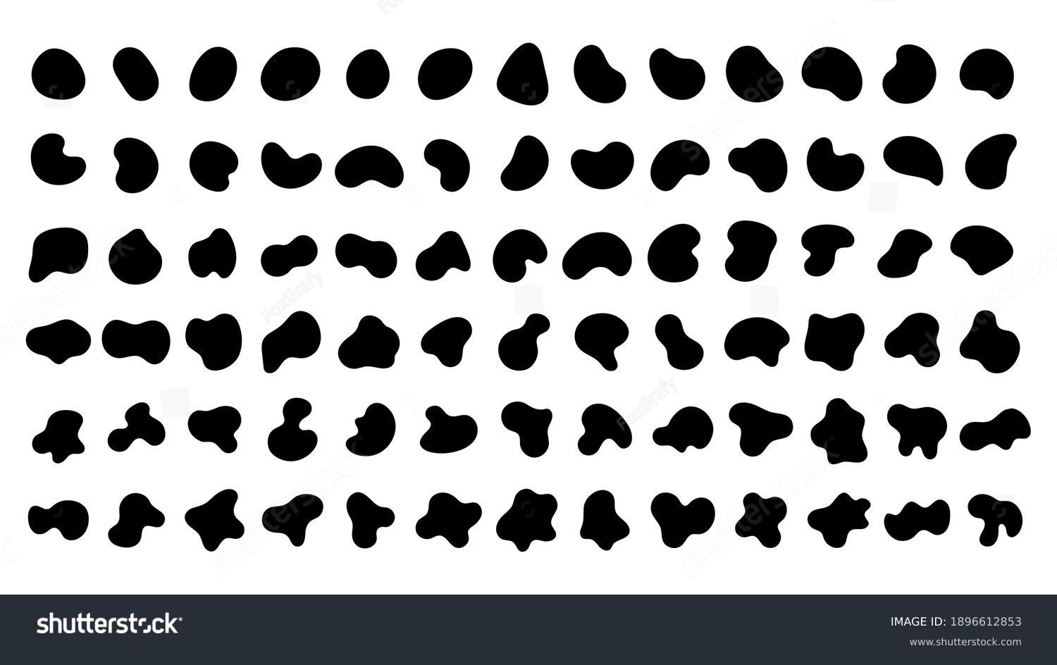 Vector liquid shadows random shapes. Black cube drops simple shapes. vector illustration isolate on white background. #1896612853