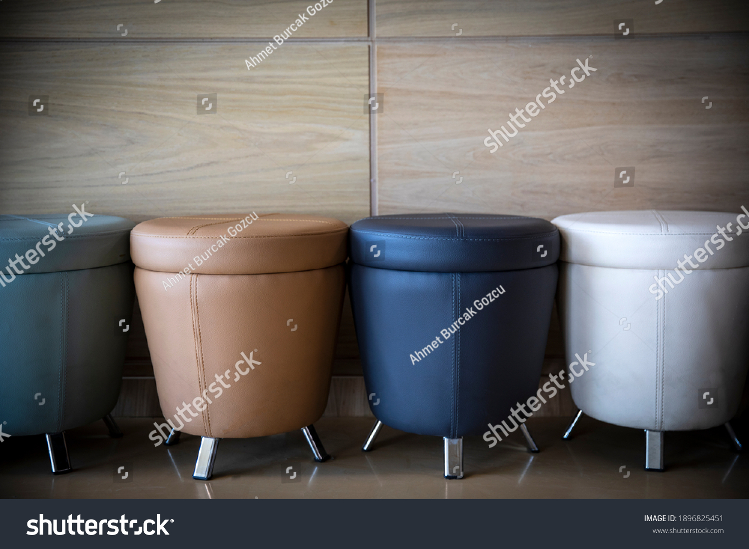 colorful leather stools in the waiting room #1896825451