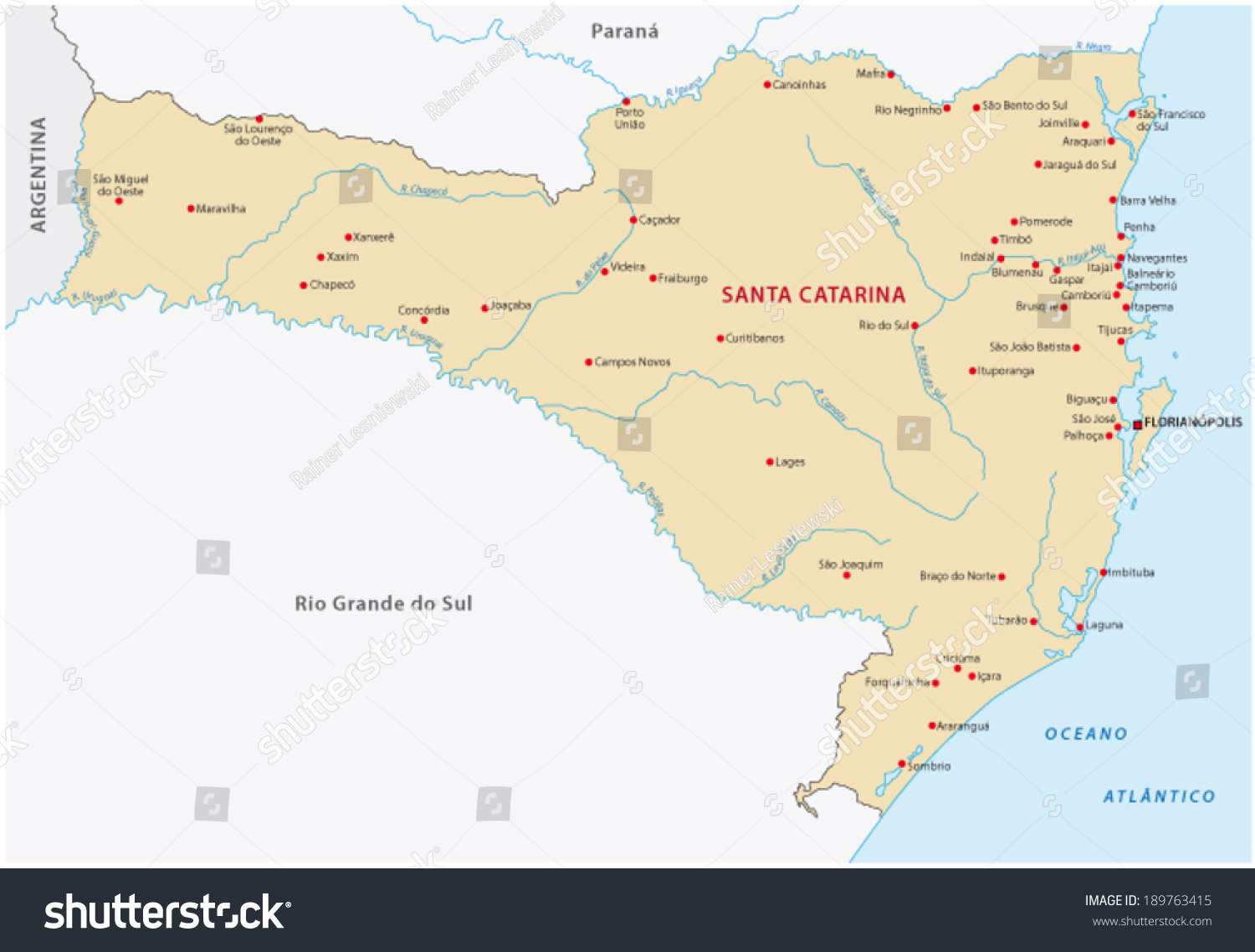 santa catarina map - Royalty Free Stock Vector 189763415 - Avopix.com