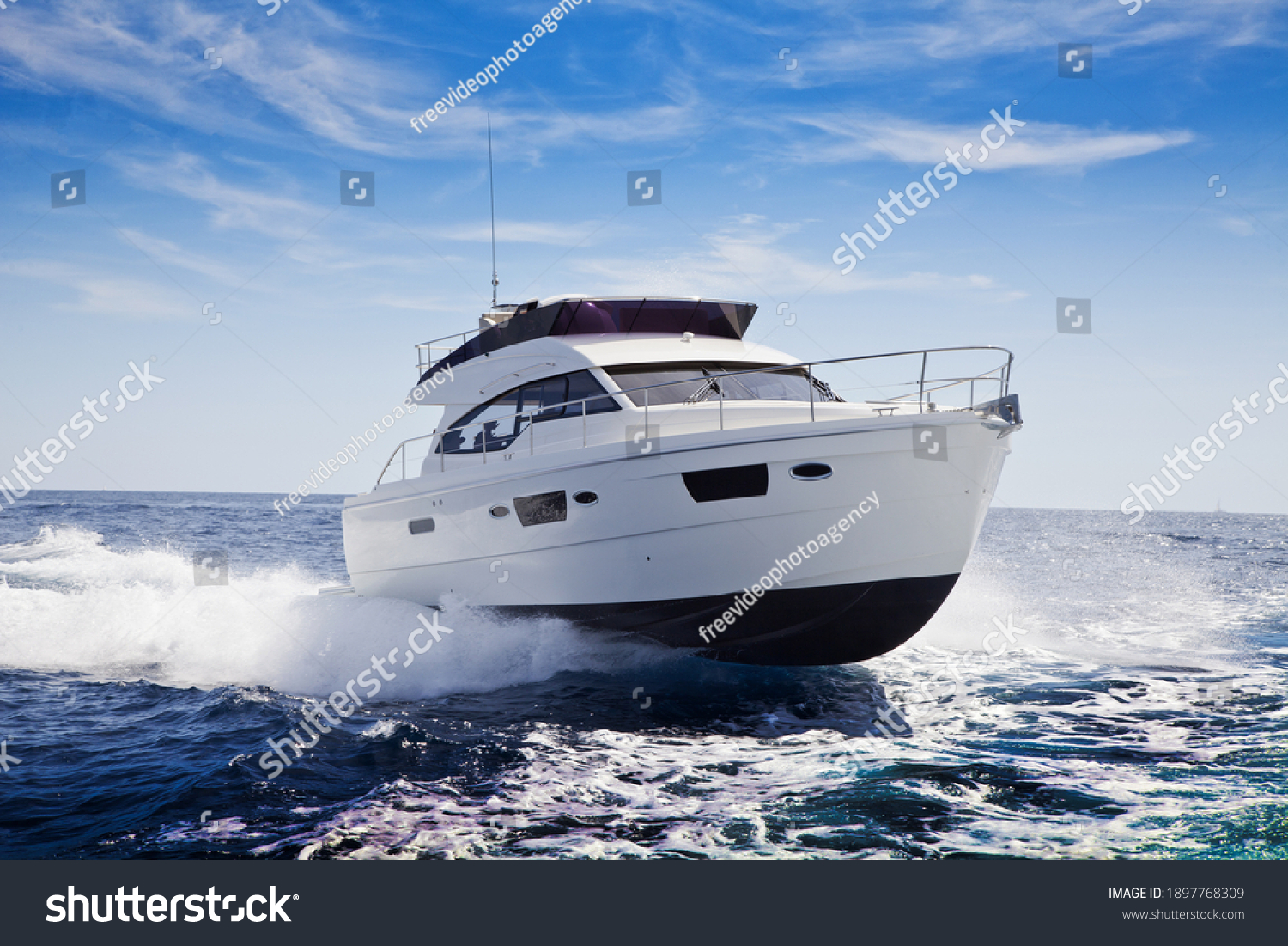 fast motor yacht in navigation, sea view #1897768309
