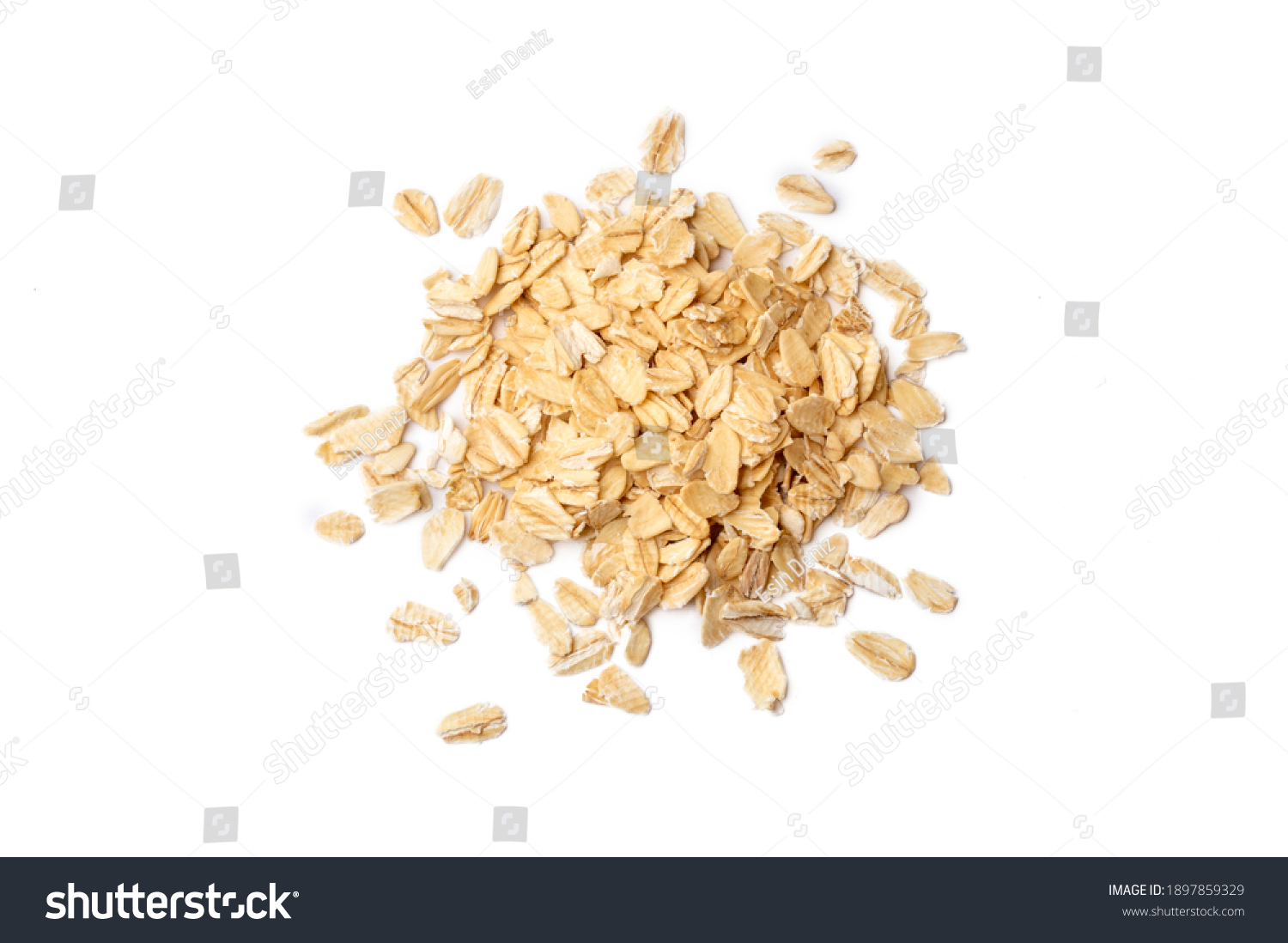 Heap of dry rolled oats isolated  #1897859329