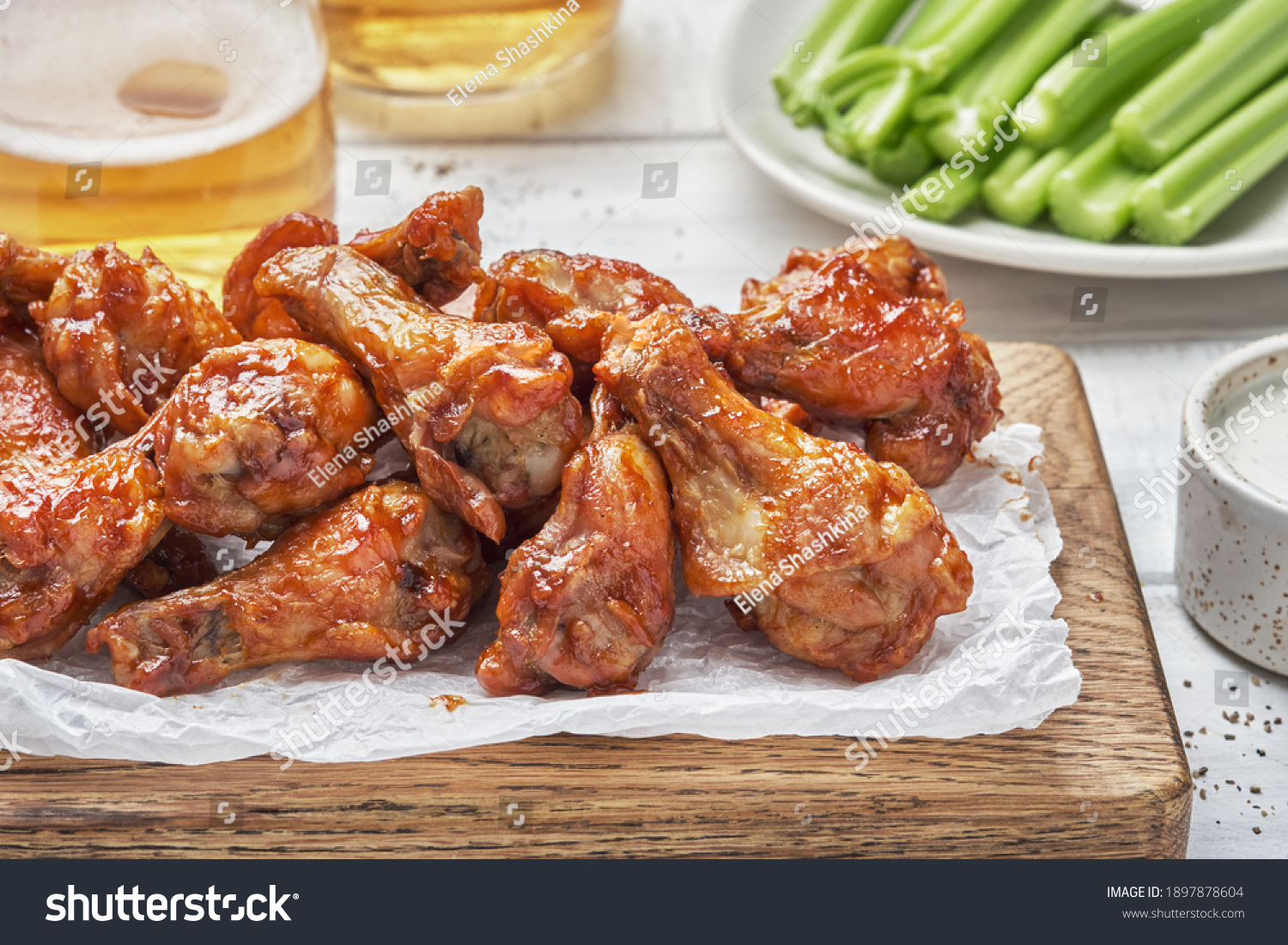 buffalo chicken wings with celery and beer #1897878604