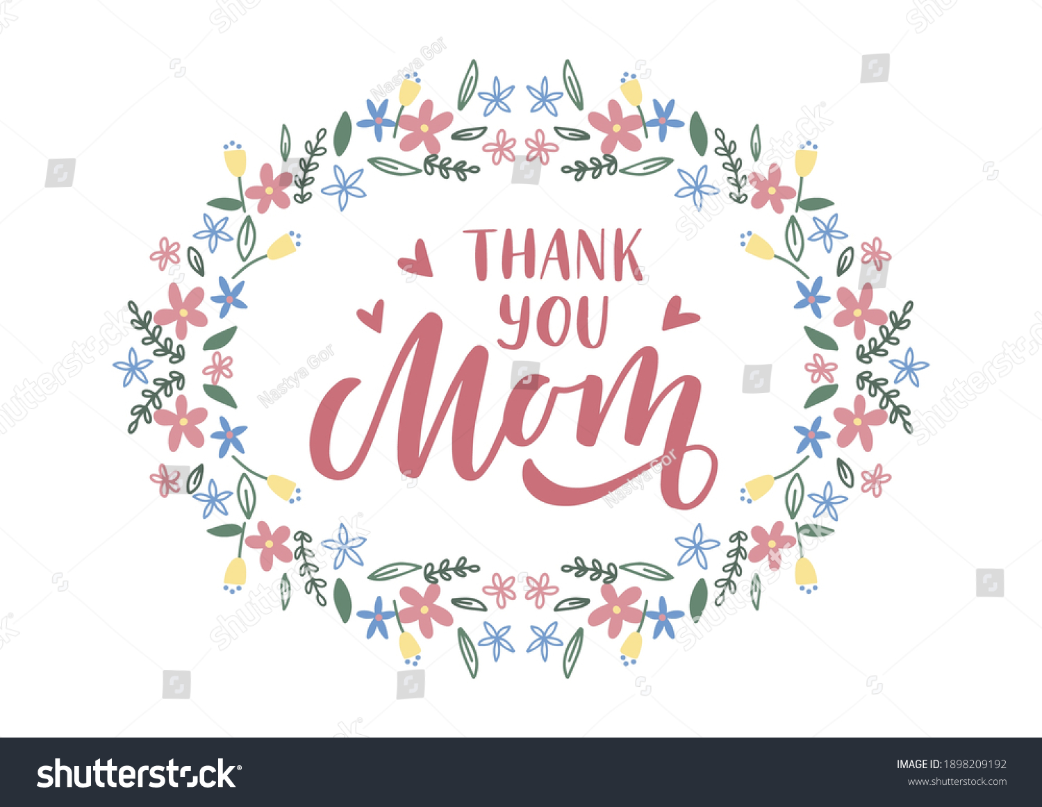 Thank you Mom hand drawn lettering. Happy Mother - Royalty Free Stock ...