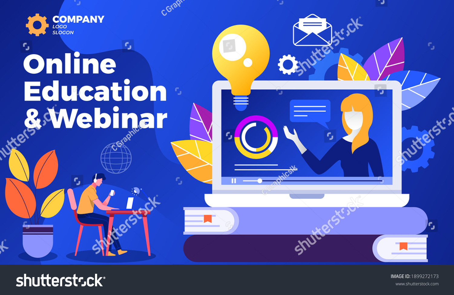 Webinar , Online Education Social Media Design - Royalty Free Stock