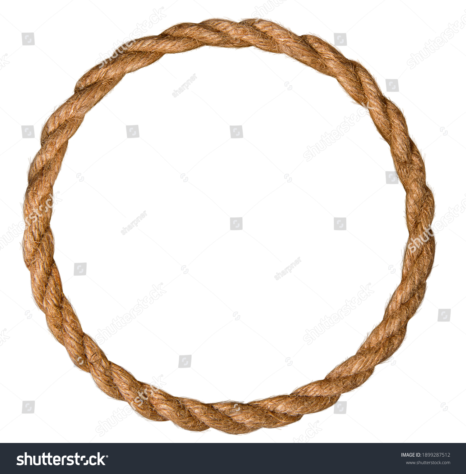 frame made of natural rough rope rolled into an endless ring on a white background #1899287512