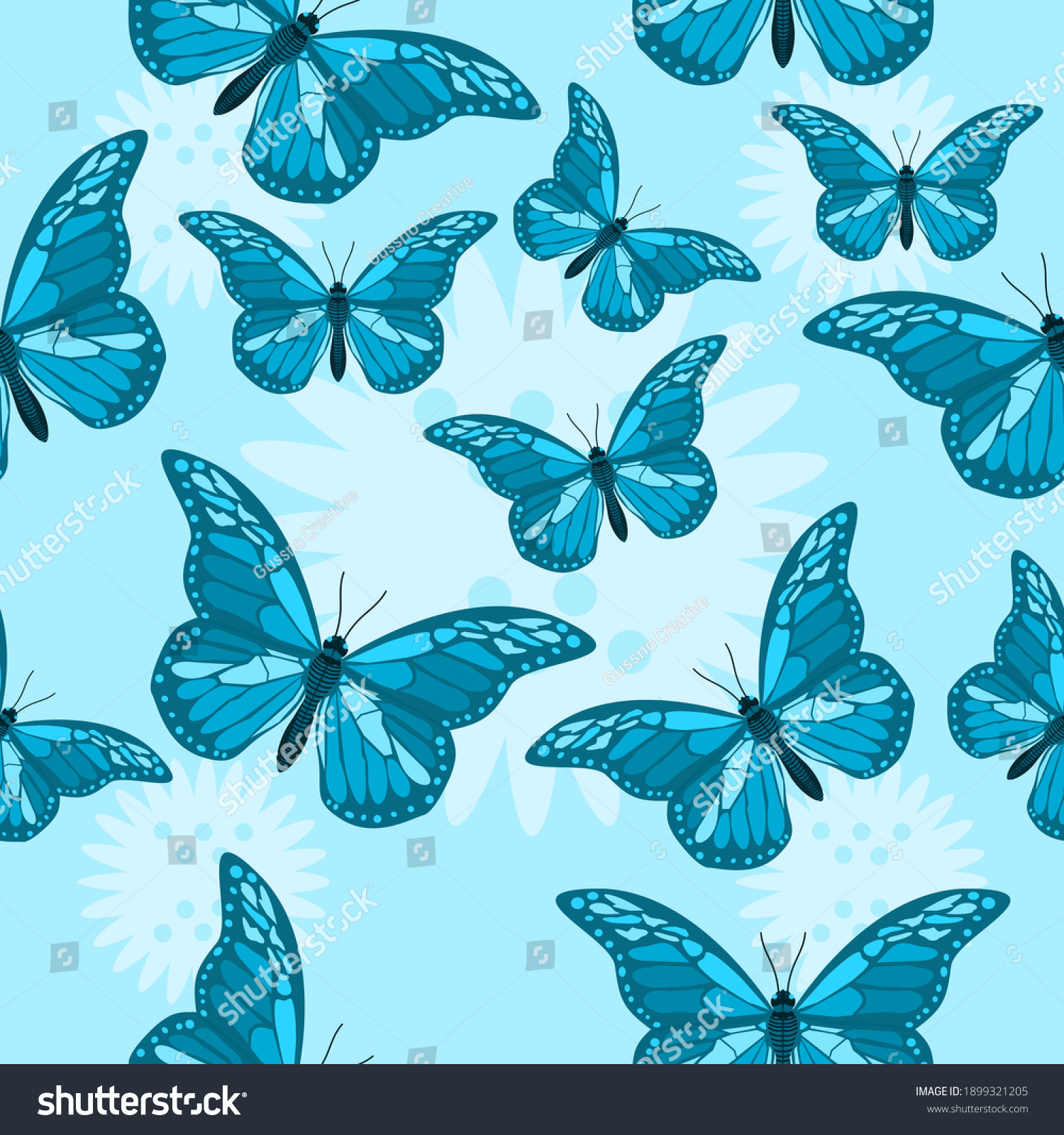 Beautiful blue butterfly themed seamless pattern - Royalty Free Stock ...