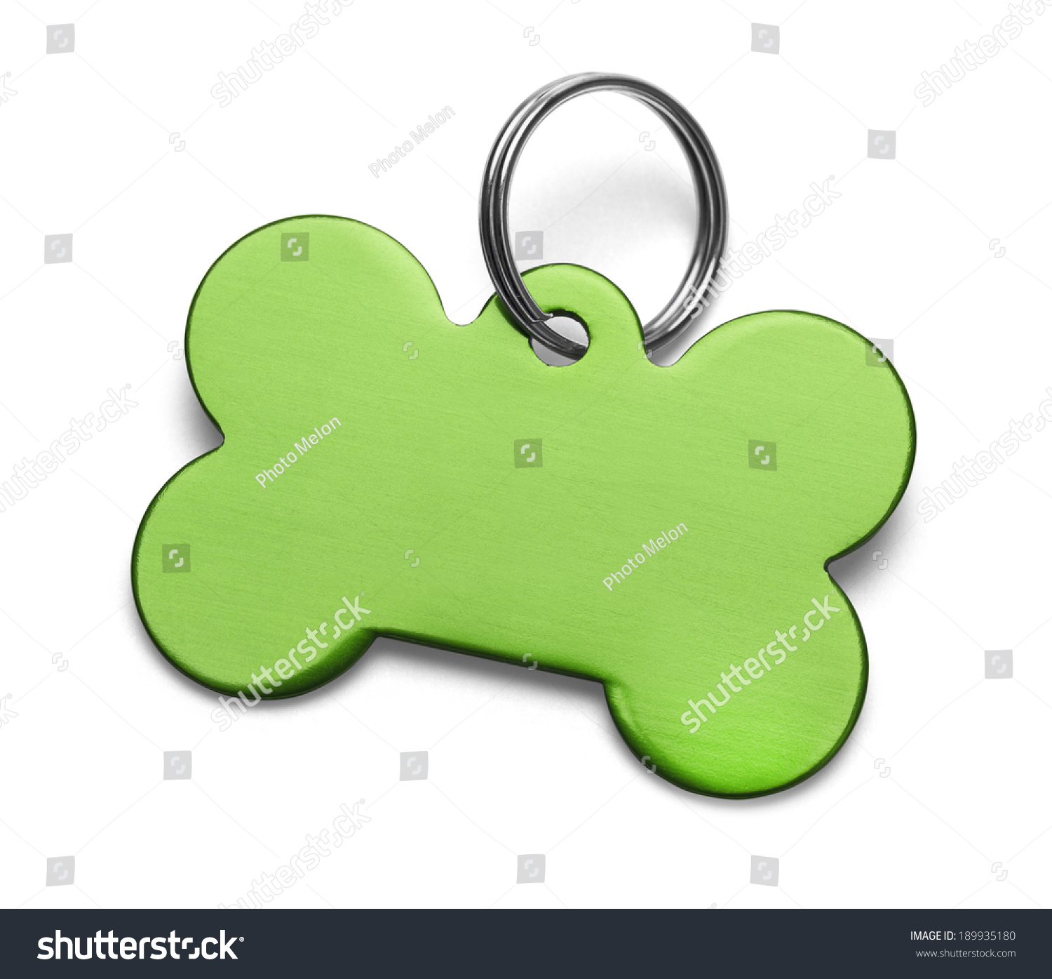 Blank Metal Bone Dog Tag With Ring Isolated on White Background. #189935180