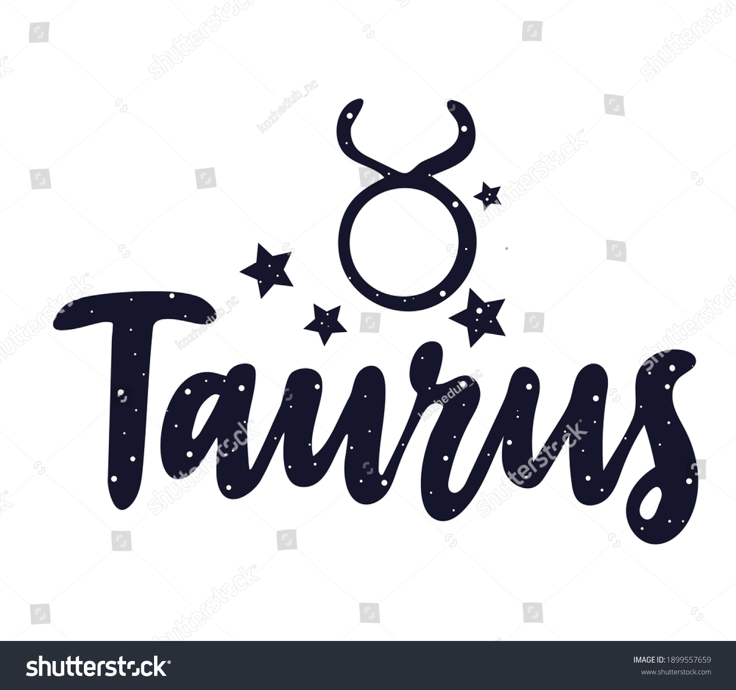 Taurus zodiac lettering sign. Handwritten - Royalty Free Stock Vector ...