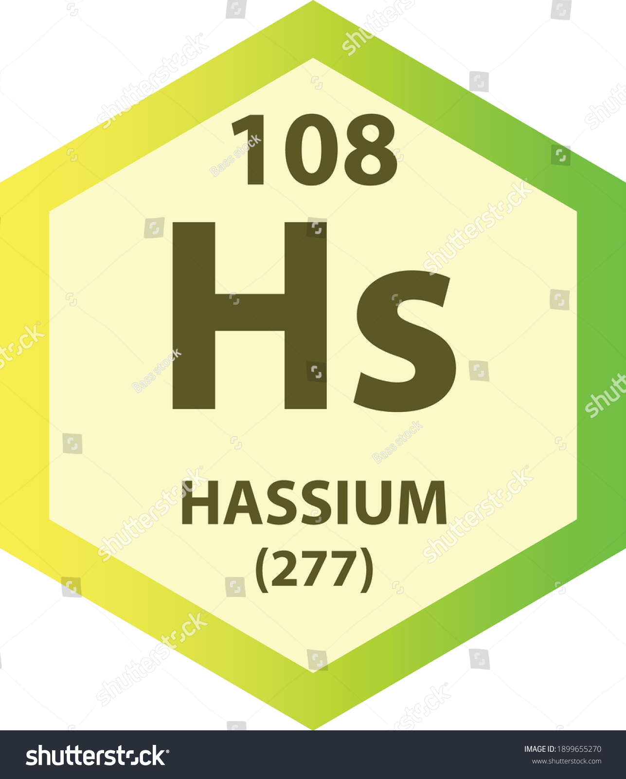 Hs Hassium Transition Metal Chemical Element Royalty Free Stock Vector 1899655270