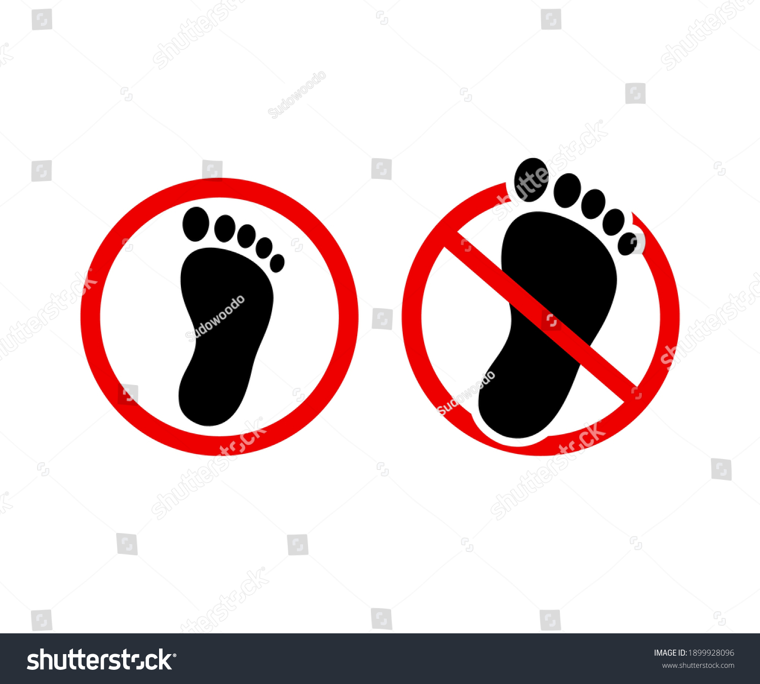 Foot Outline Icon Stop Sign Do Not Step No Royalty Free Stock