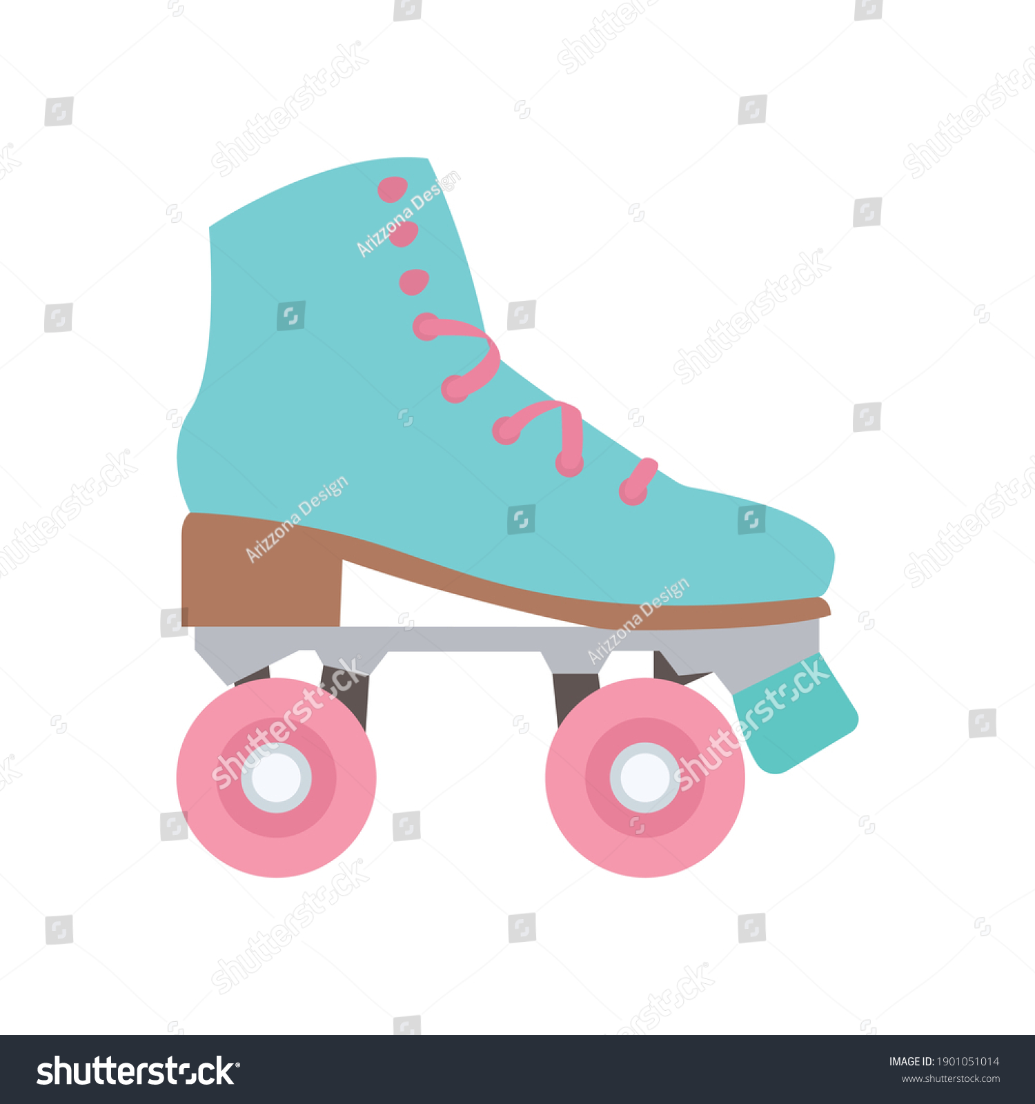 Blue rollerskate with pink wheels vector emoji - Royalty Free Stock ...