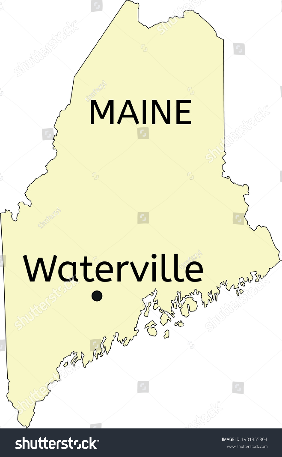 Waterville city location on Maine map - Royalty Free Stock Vector ...