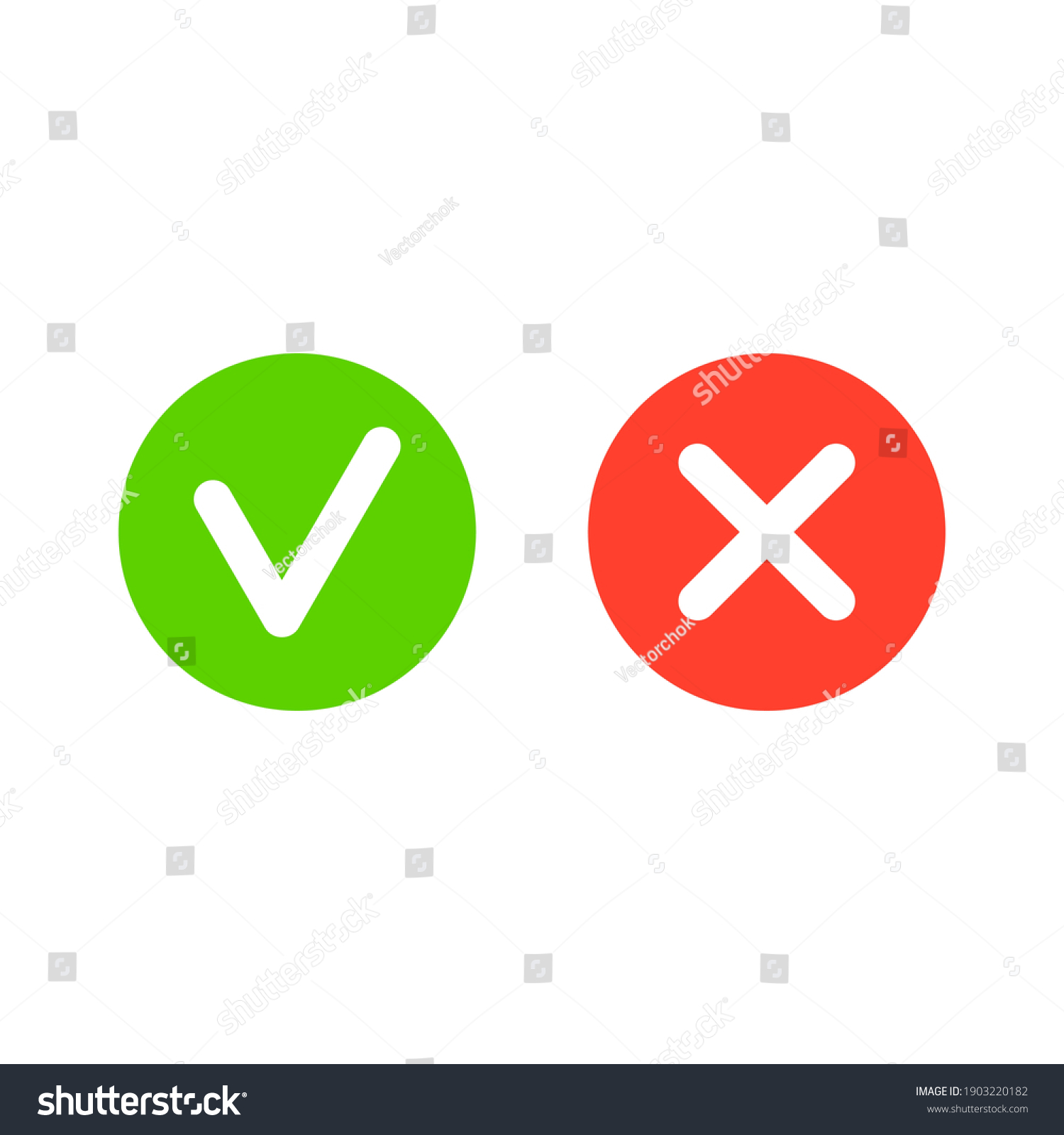 Check mark, cross mark; no, yes sign vector icon - Royalty Free Stock ...