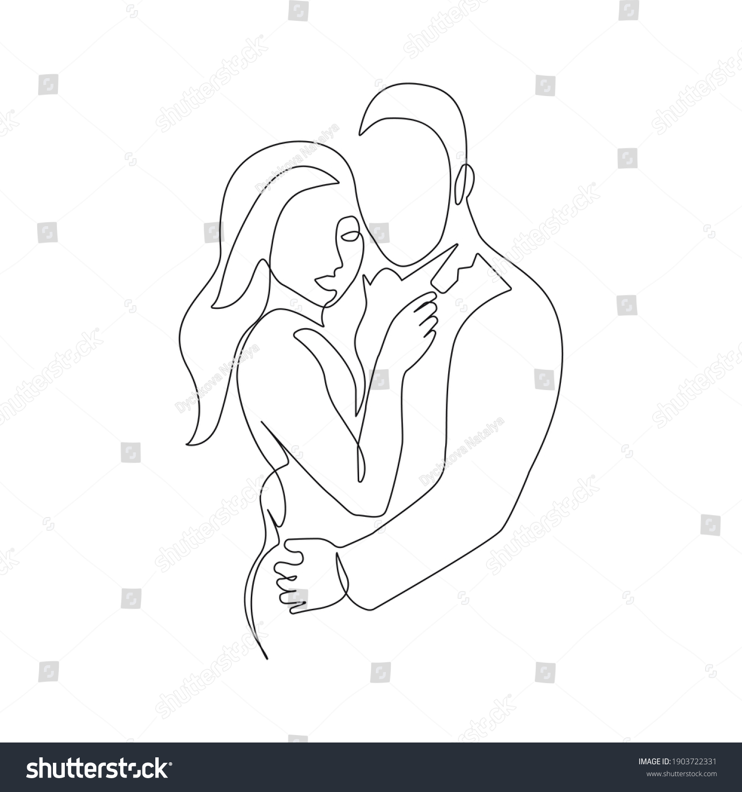 Couple Single Line Art Drawing. Couple Love - Royalty Free Stock Vector ...