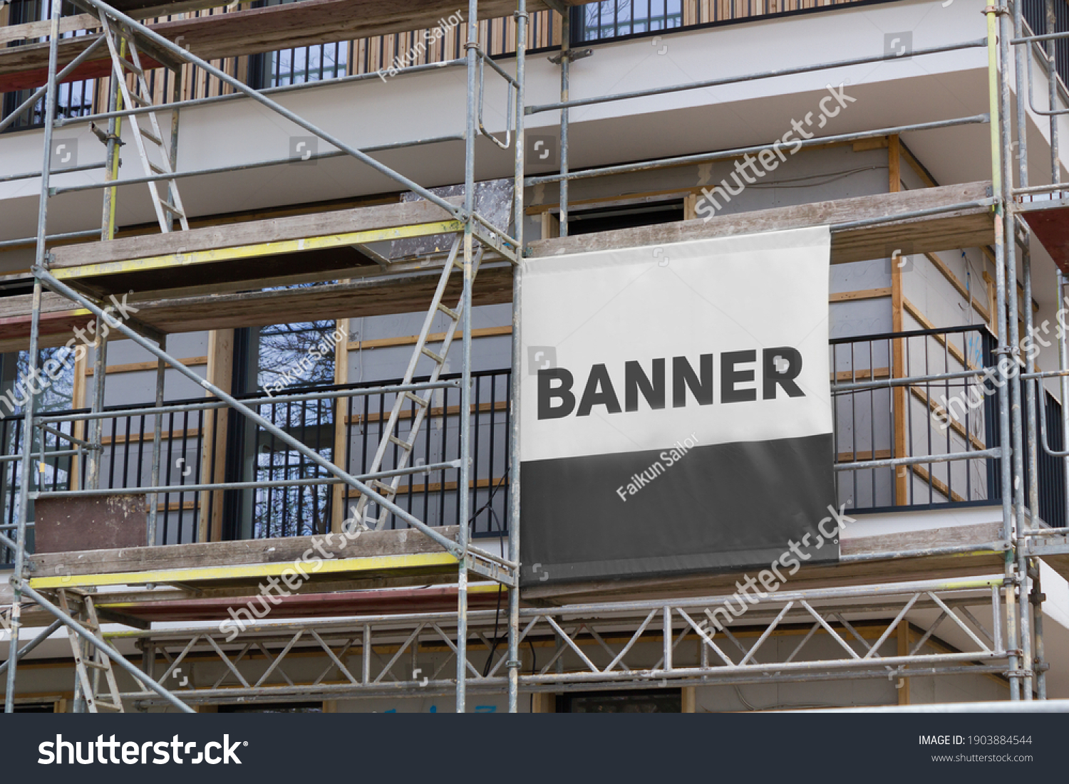 
Printed banner on the scaffolding #1903884544