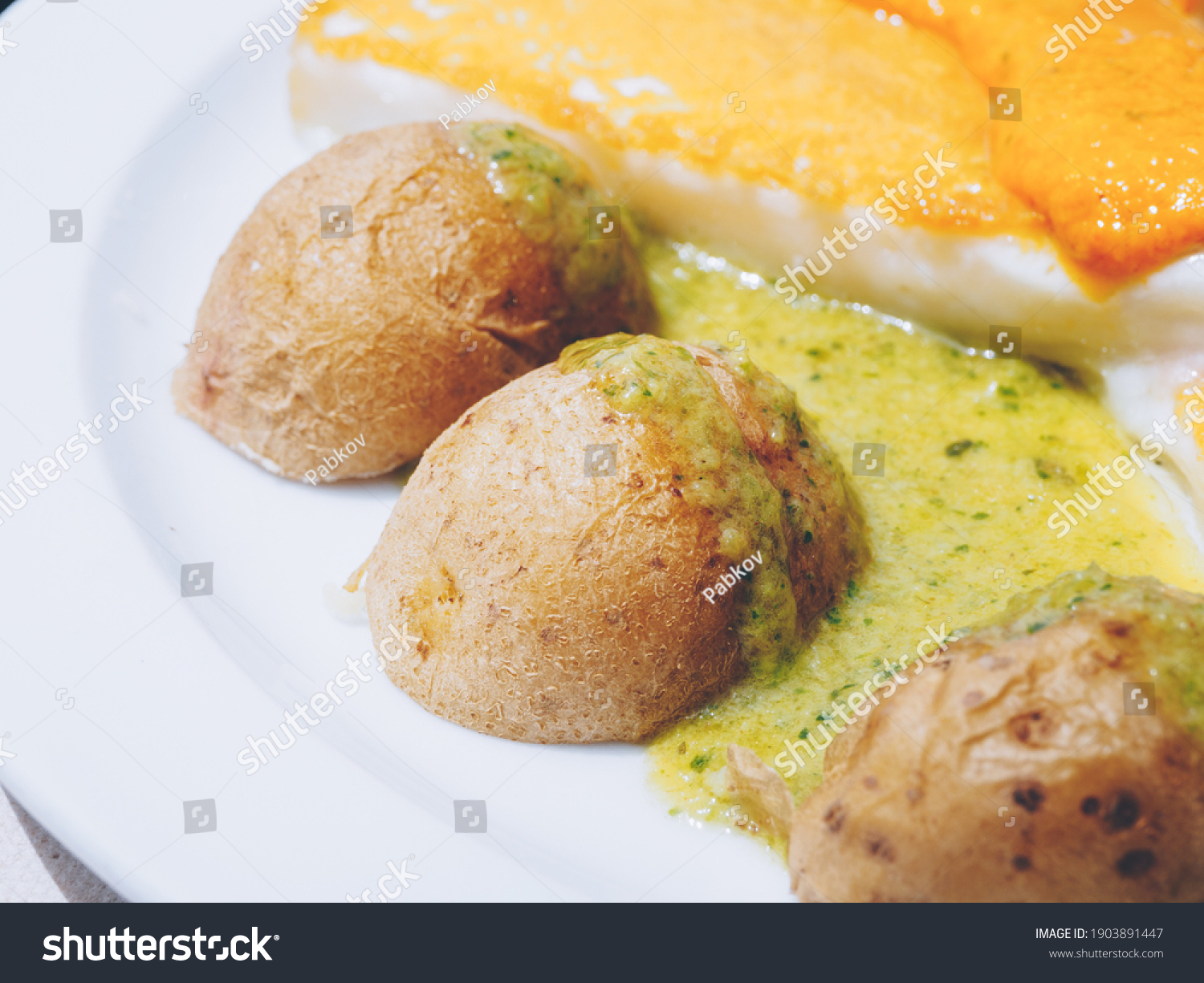 wrinkled potatoes, typical canarian food #1903891447