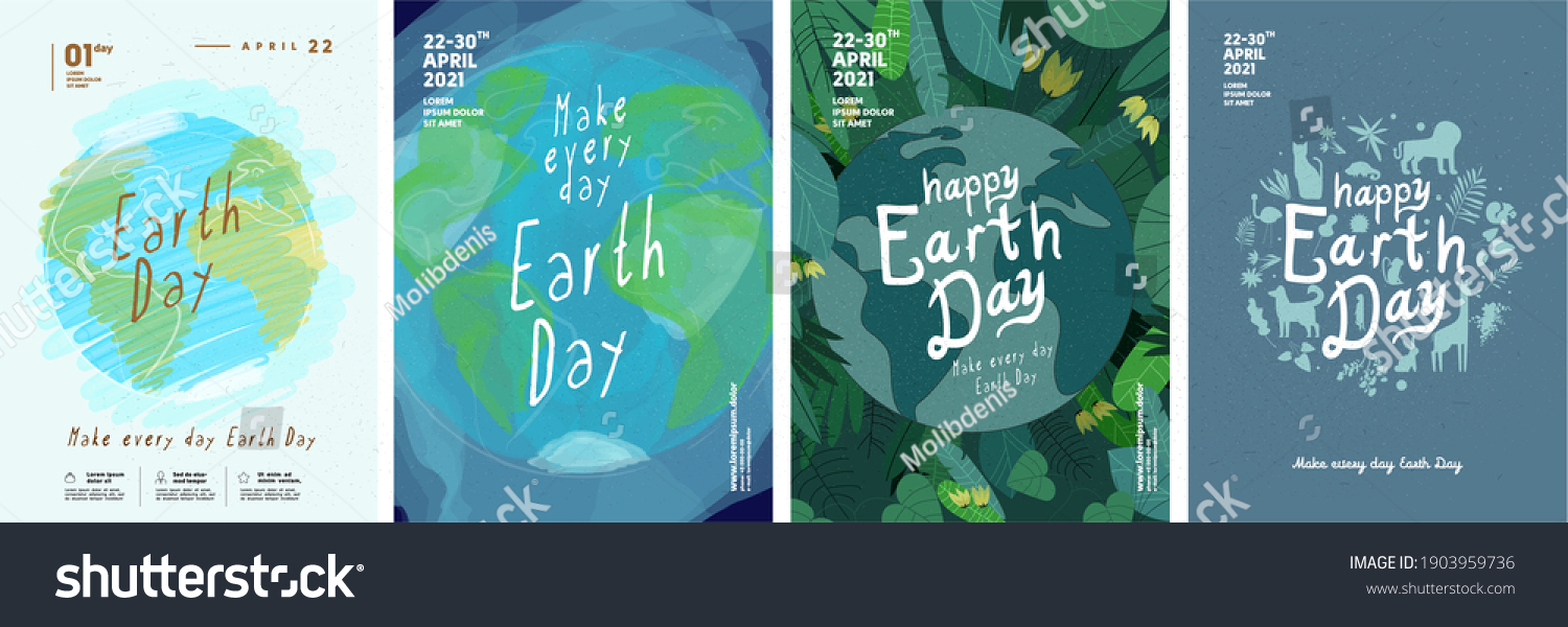 Earth Day. International Mother Earth Day. Earth Plants and Animals. Environmental problems and environmental protection. Vector illustration. Set of vector illustrations #1903959736