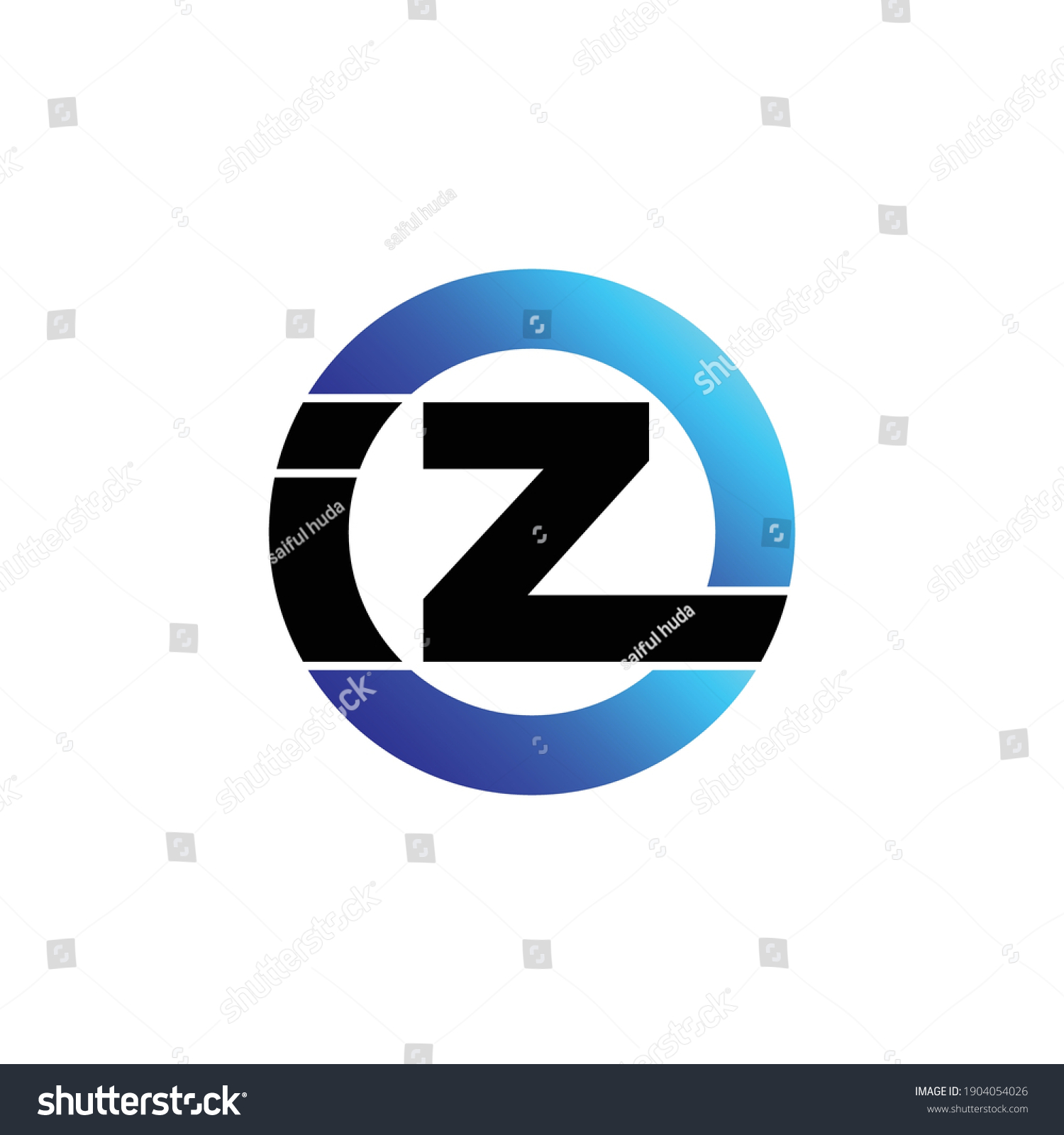 Letter Iz Circle Logo Design Vector - Royalty Free Stock Vector 