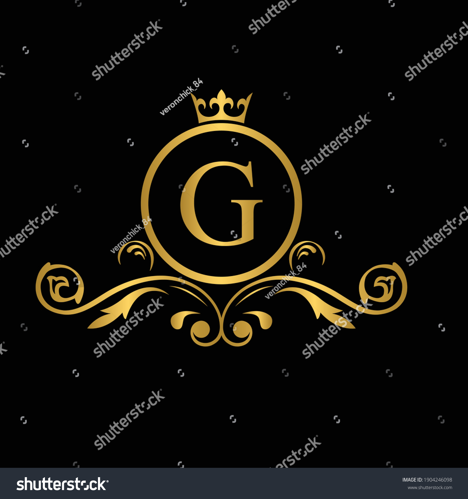 Golden letter G logo Luxury letter with crown. - Royalty Free Stock ...