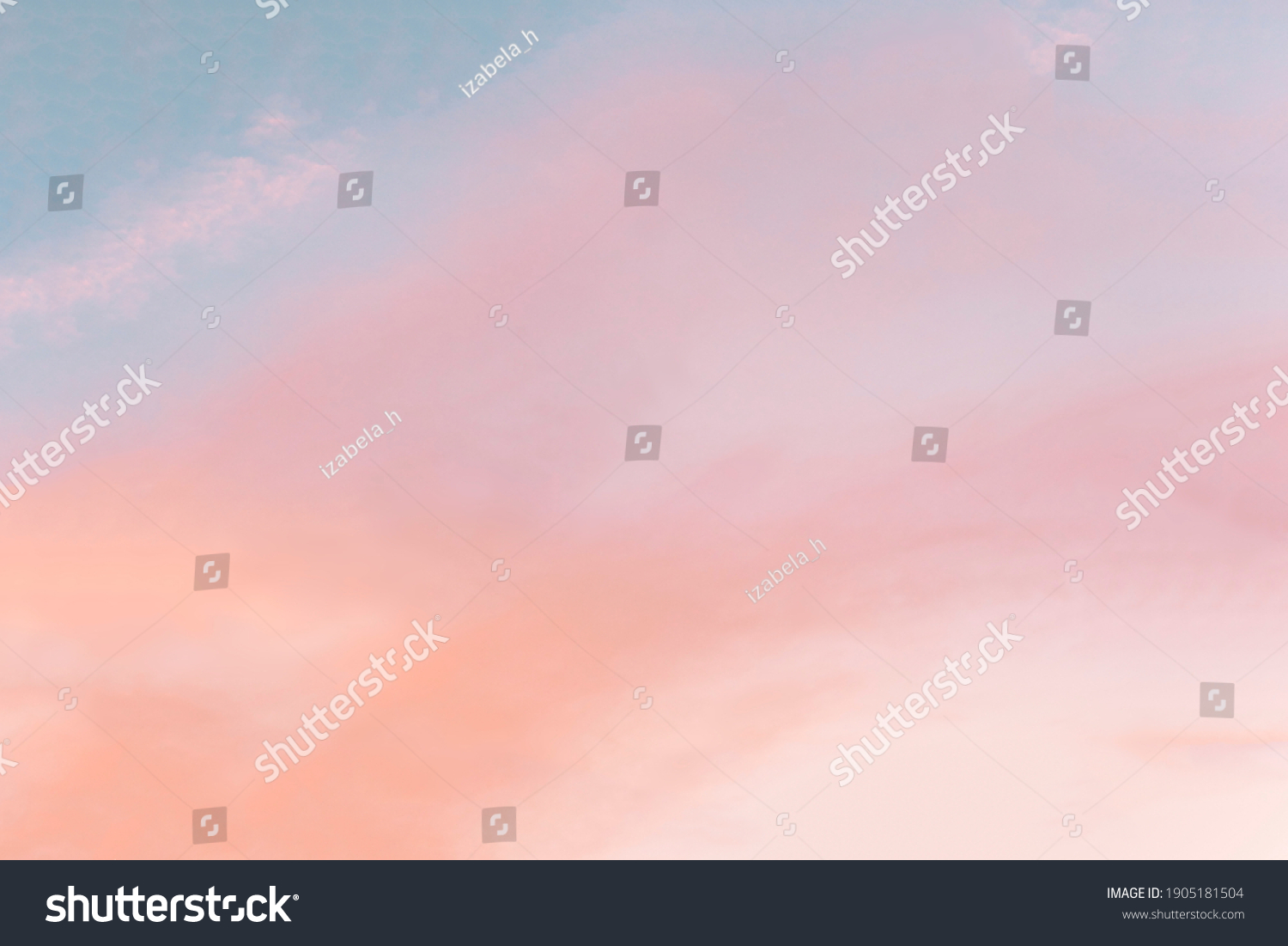 Background formed by a bright pastel authentic sky during sunset. Pink, peach, blue blur elegant backdrop with empty space perfect for design . Light color gradient transitions. #1905181504