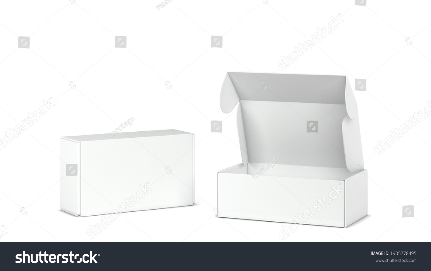 Blank tuck in flap packaging box mockup. 3d - Royalty Free Stock Photo ...