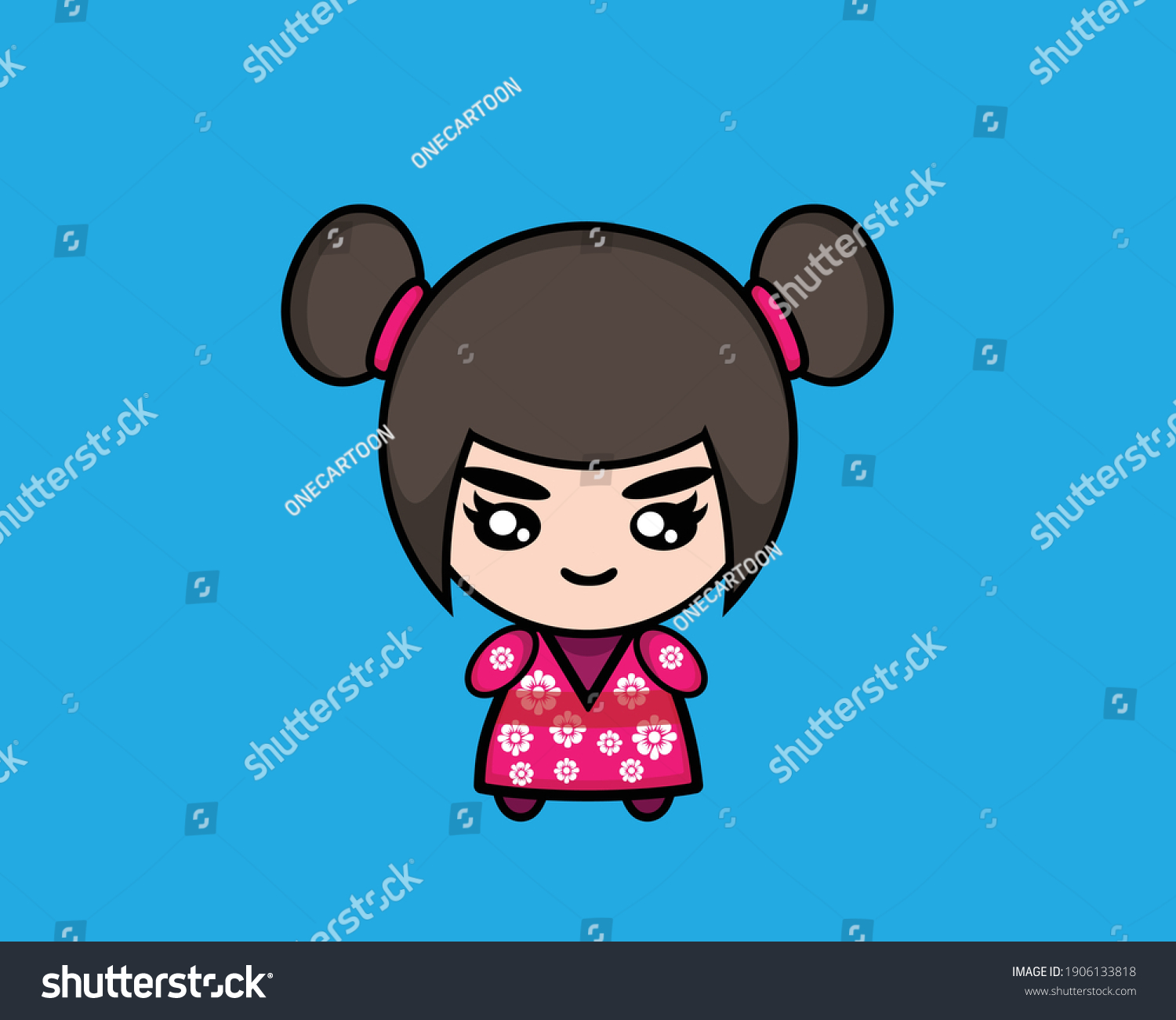 Vector drawing girl japanese kimono. - Royalty Free Stock Vector ...