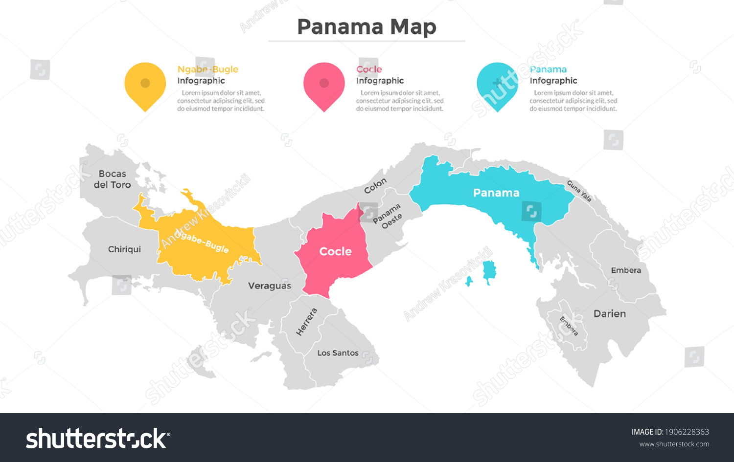 Panama Map Divided Into Federal States Royalty Free Stock Vector   Avopix 1906228363 