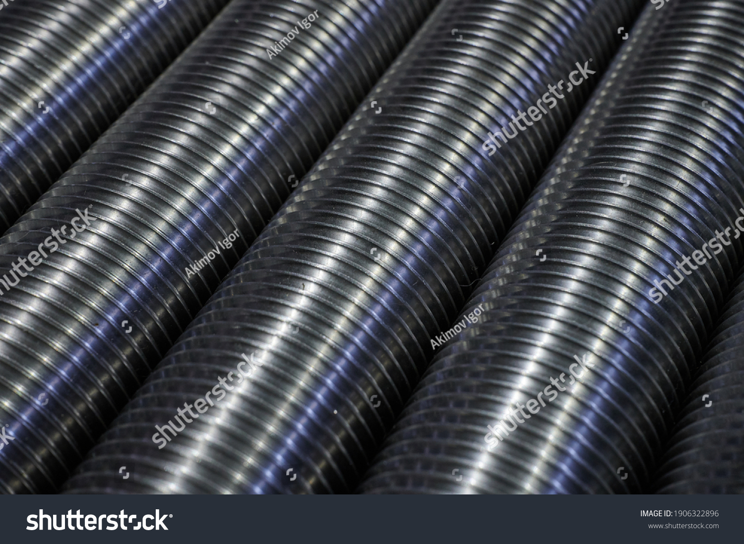 Large-diameter industrial steel bolts without heads, used in the assembly of structures in mechanical engineering, in the warehouse of finished products in large quantities #1906322896