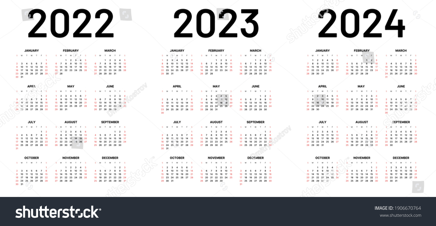 Monthly calendar template for 2022, 2023 and - Royalty Free Stock ...