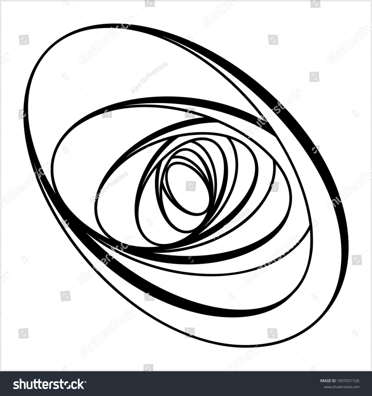 Geometric Concentric Shape Line Art Drawing Royalty Free Stock Vector