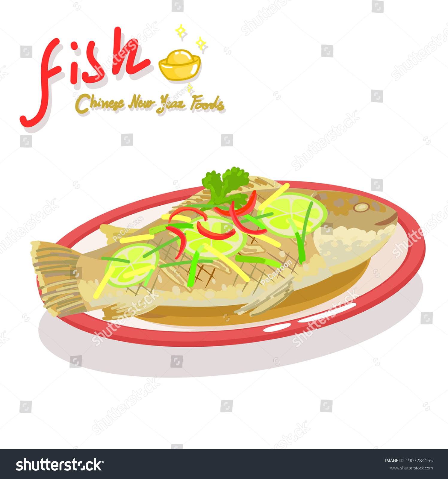 chinese new year food illustration