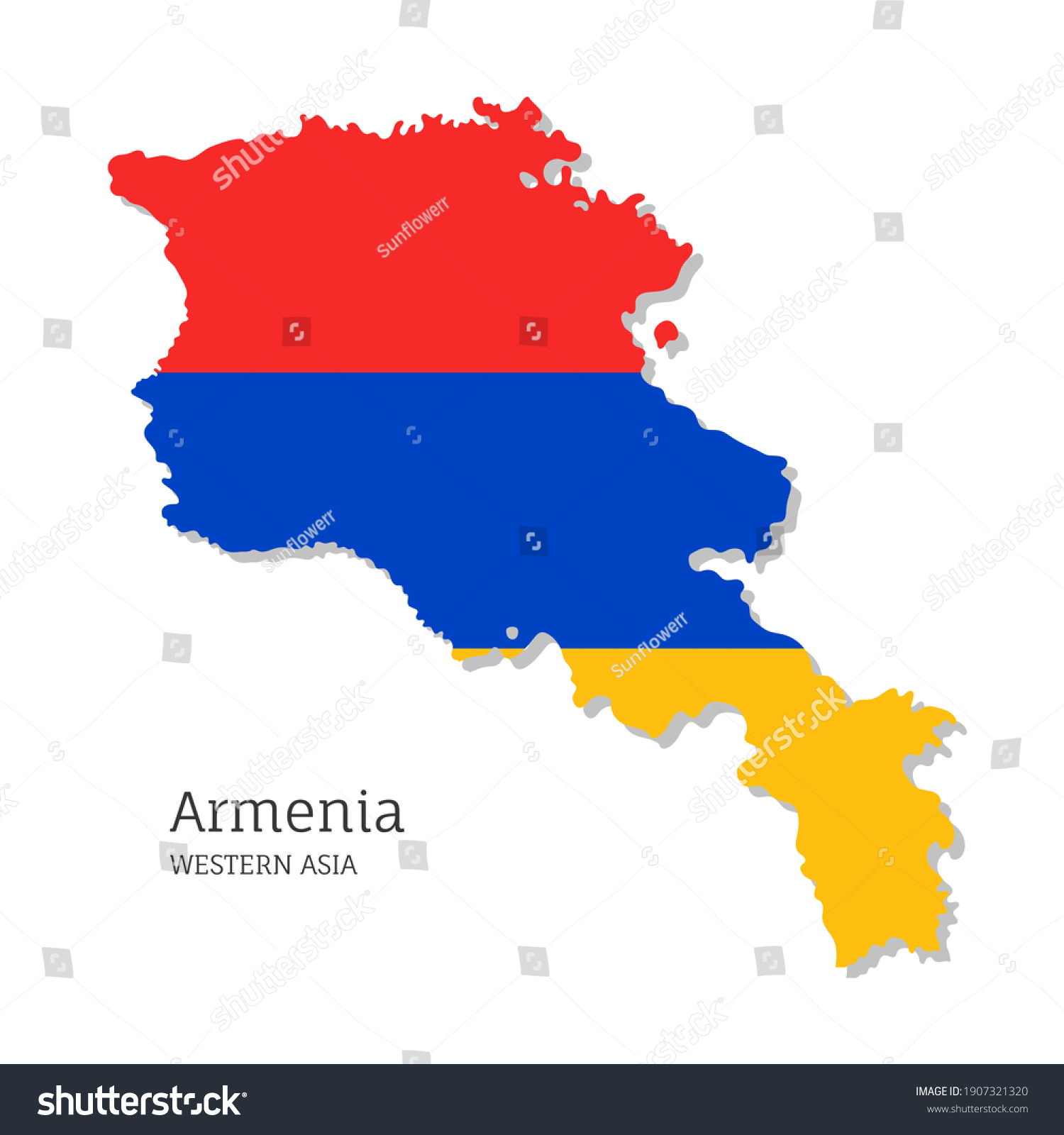 Map of Armenia with national flag. Highly - Royalty Free Stock Vector ...