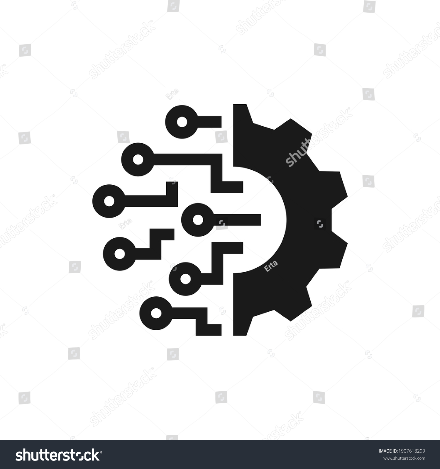 Digital technology gear icon concept isolated on white background. Vector illustration #1907618299