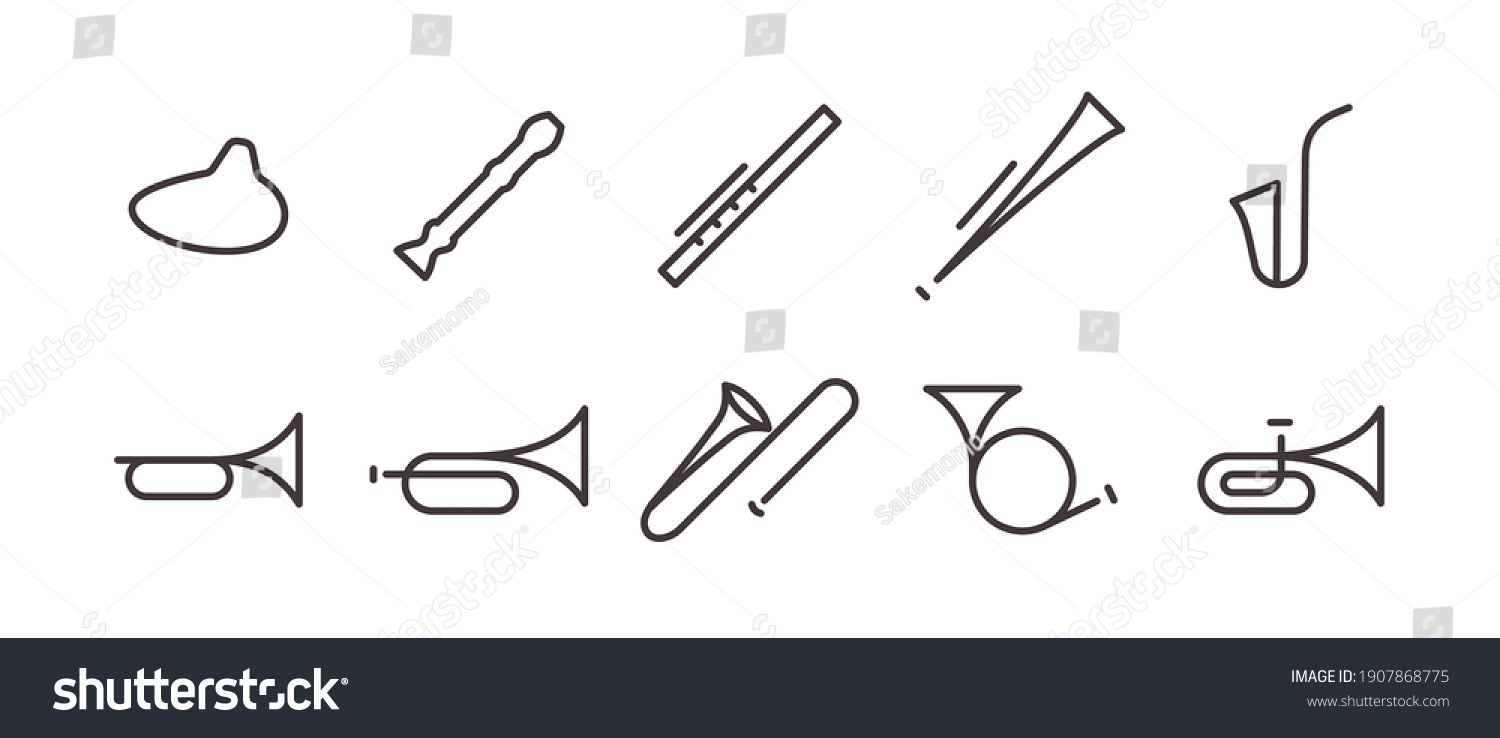Wind Instrument Icon 10 icon set (wind instrument) - Royalty Free Stock Vector 1907868775 ...