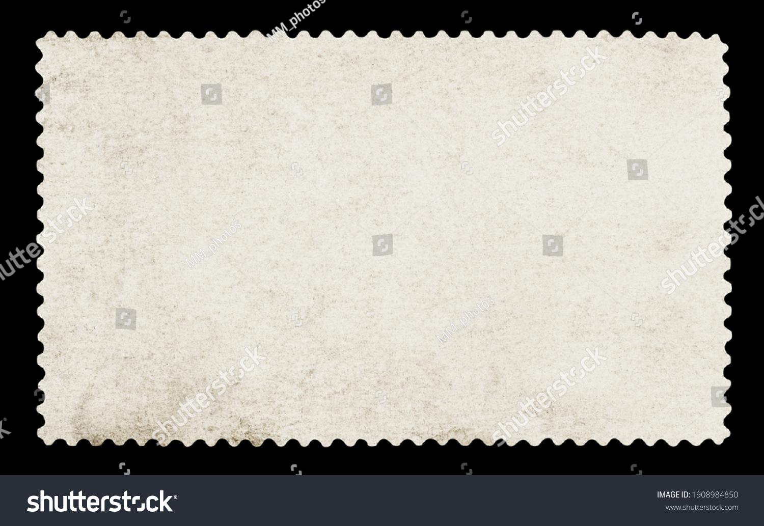 Blank postage stamp - Isolated on Black background	 #1908984850