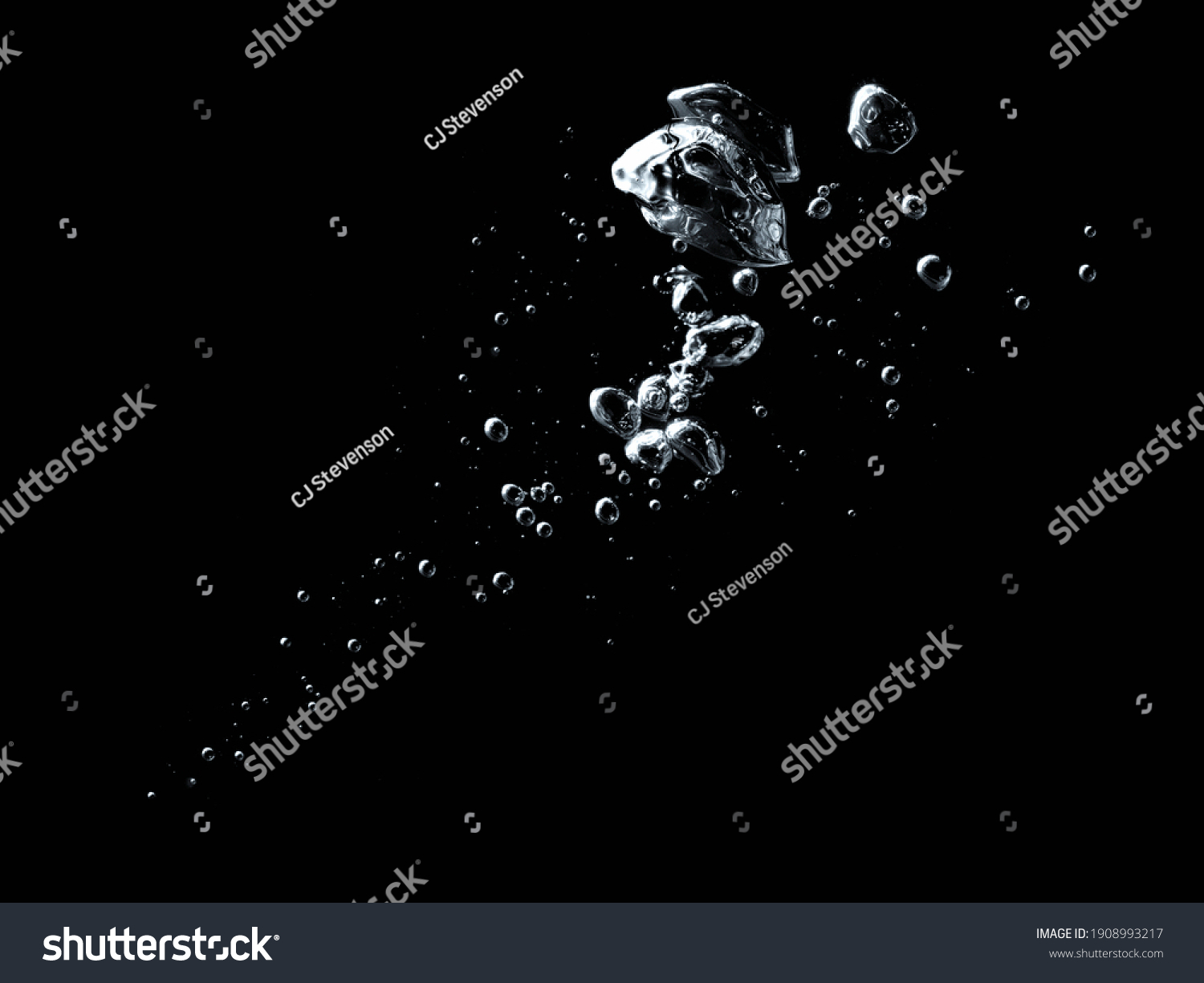 Underwater Bubbles on Black Background #1908993217
