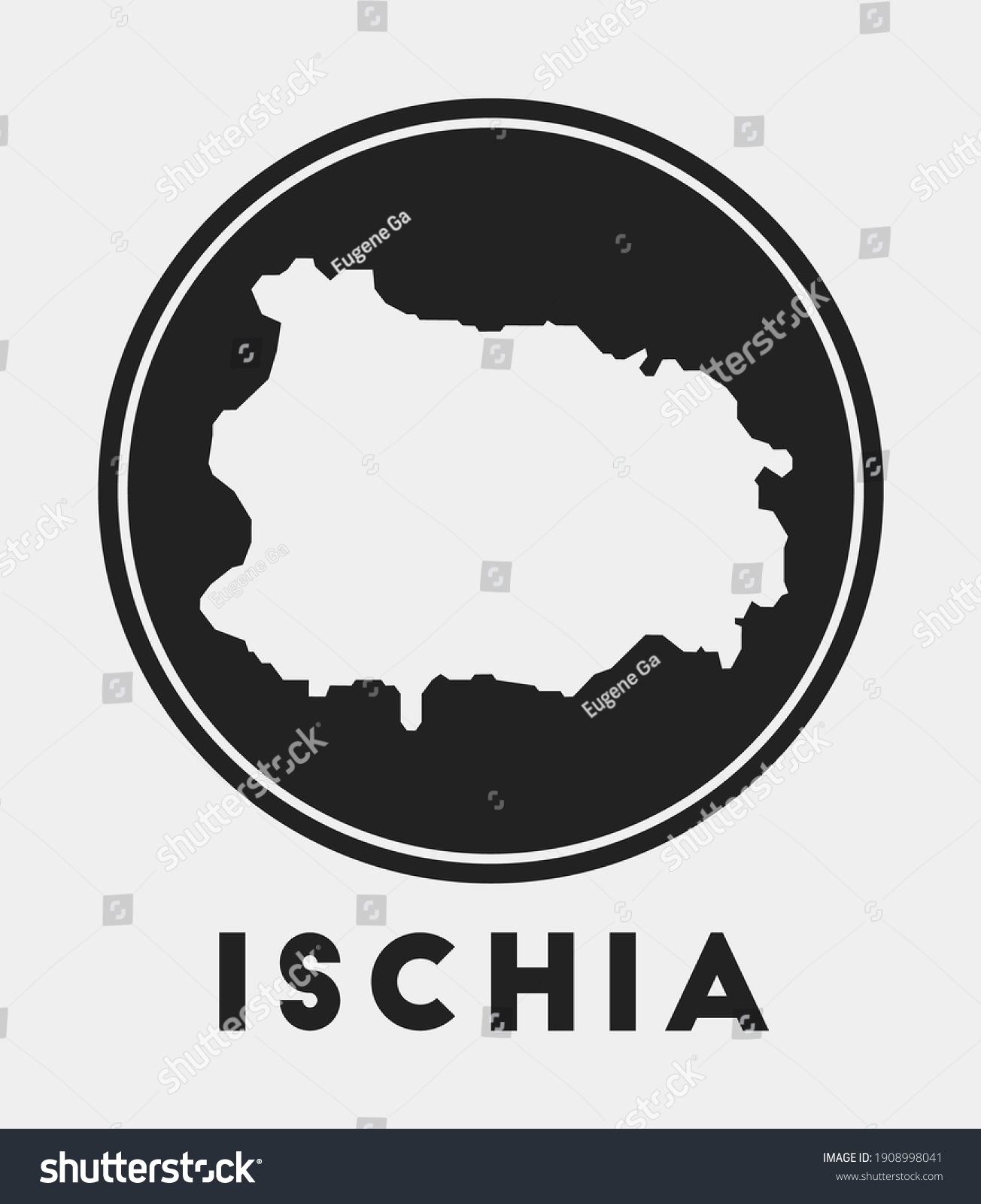 Ischia icon. Round logo with island map and - Royalty Free Stock Vector ...