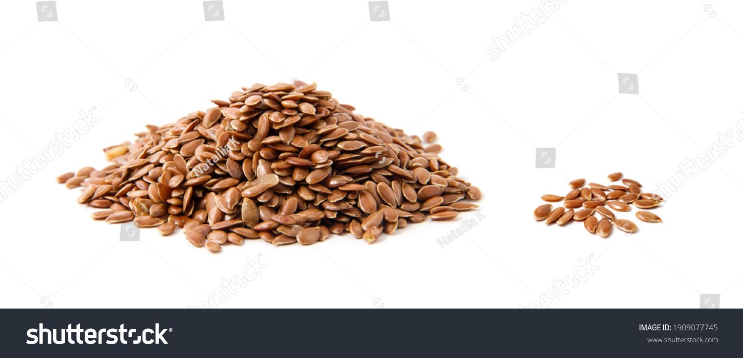 Flax seeds heap isolated on white #1909077745