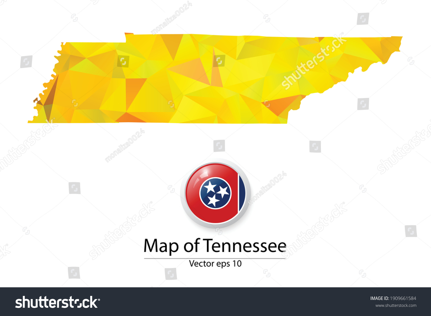 Abstract Polygon Map and Button Flag - Vector - Royalty Free Stock ...