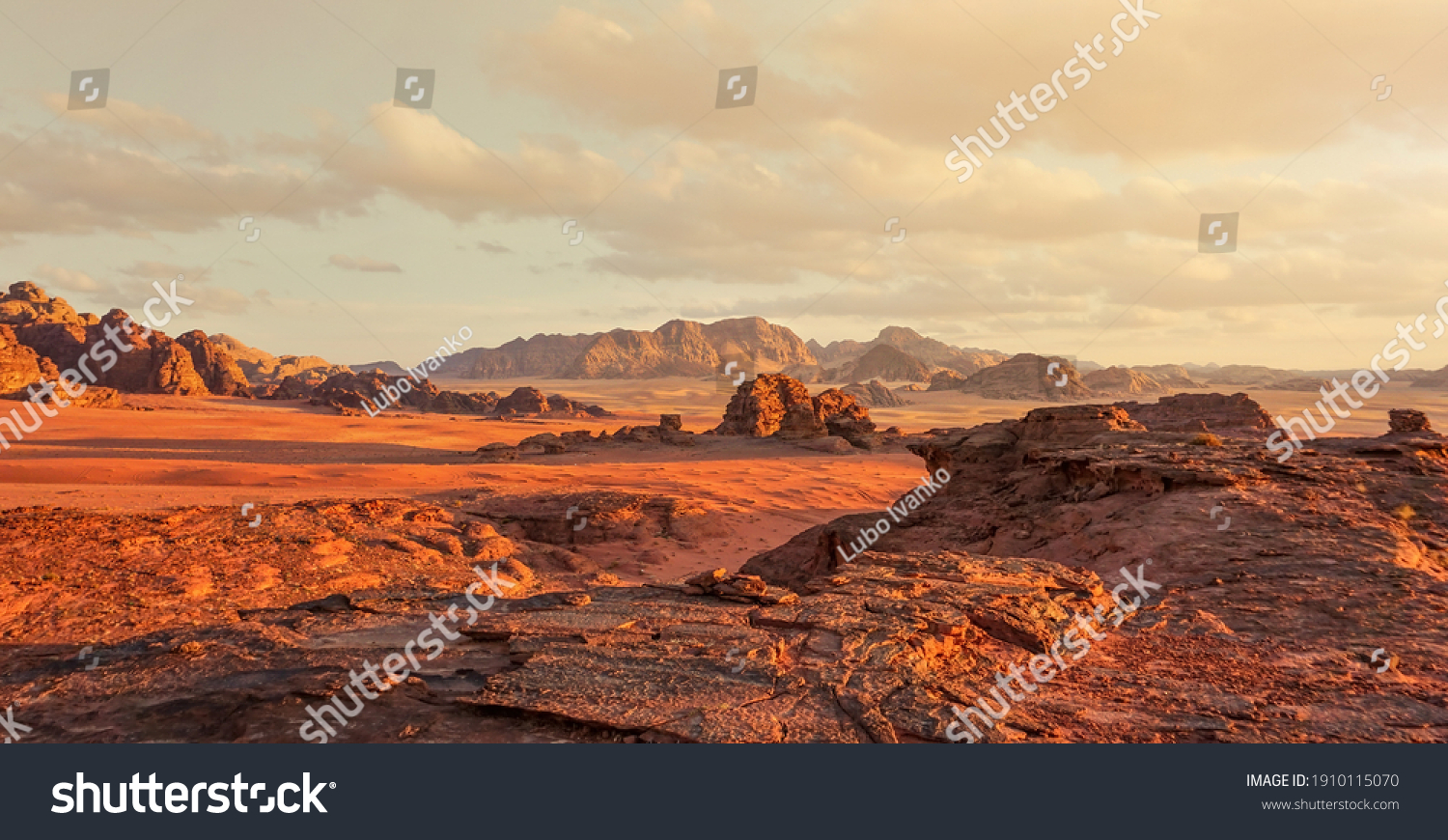 Red Mars like landscape in Wadi Rum desert, Jordan, this location was used as set for many science fiction movies #1910115070