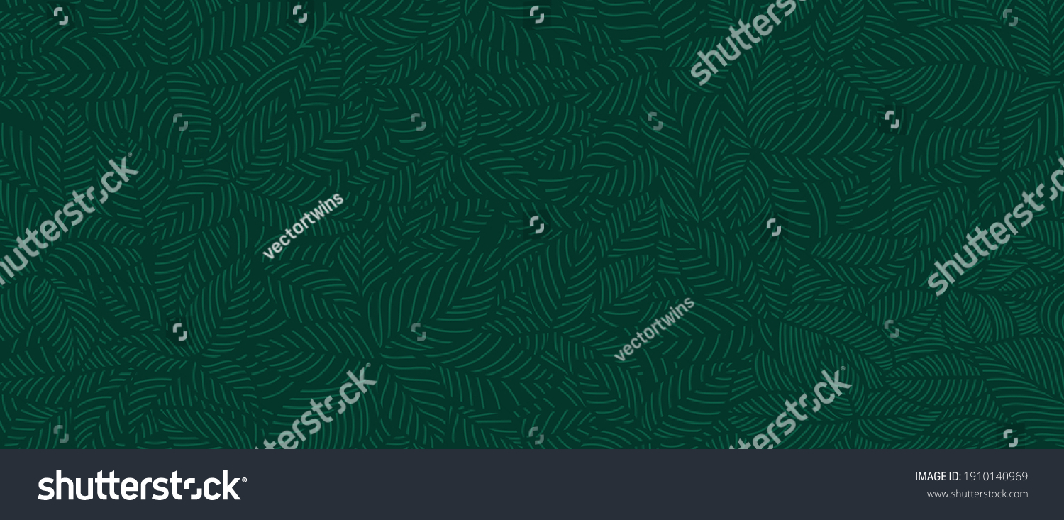 Luxury Nature green background vector. Floral pattern, Tropical plant line arts, Vector illustration. #1910140969