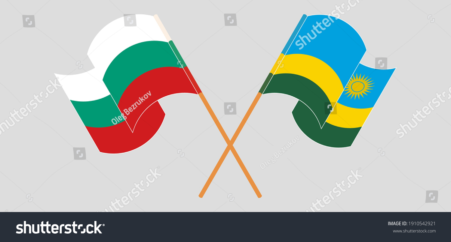 Crossed and waving flags of Bulgaria and Rwanda - Royalty Free Stock ...