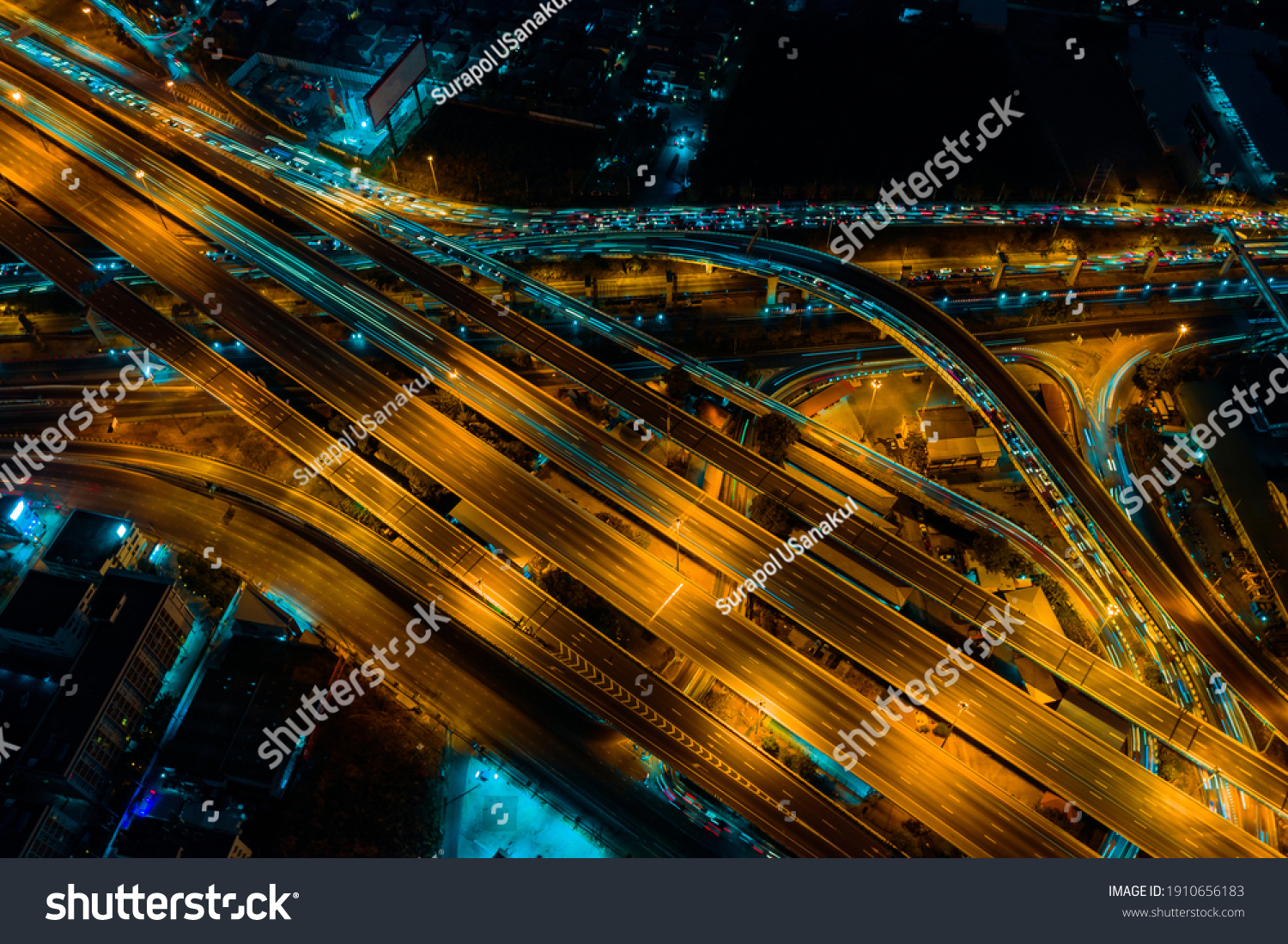 Expressway top view, Road traffic an important infrastructure in Thailand #1910656183