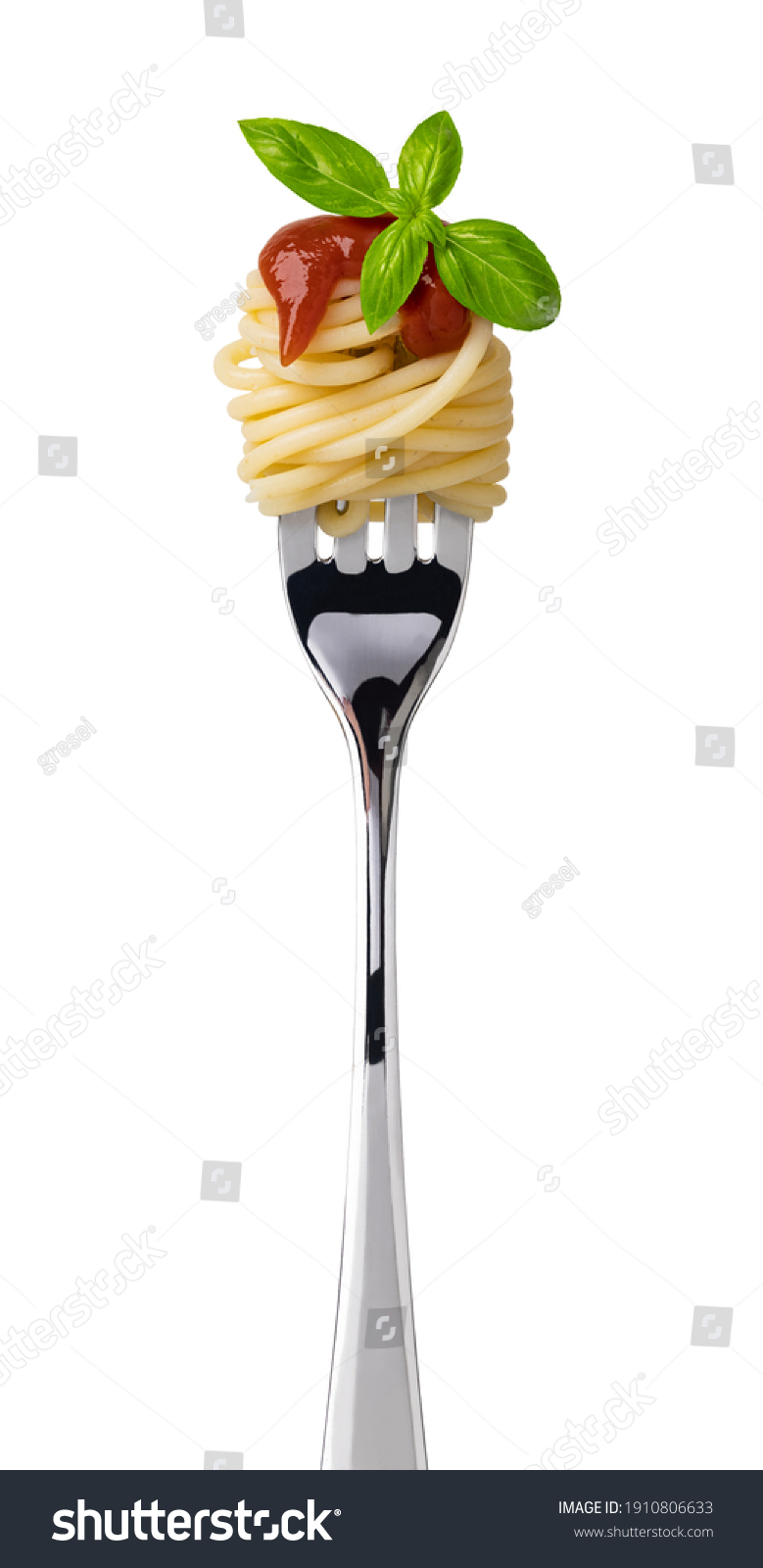 spaghetti on fork isolated on white background #1910806633