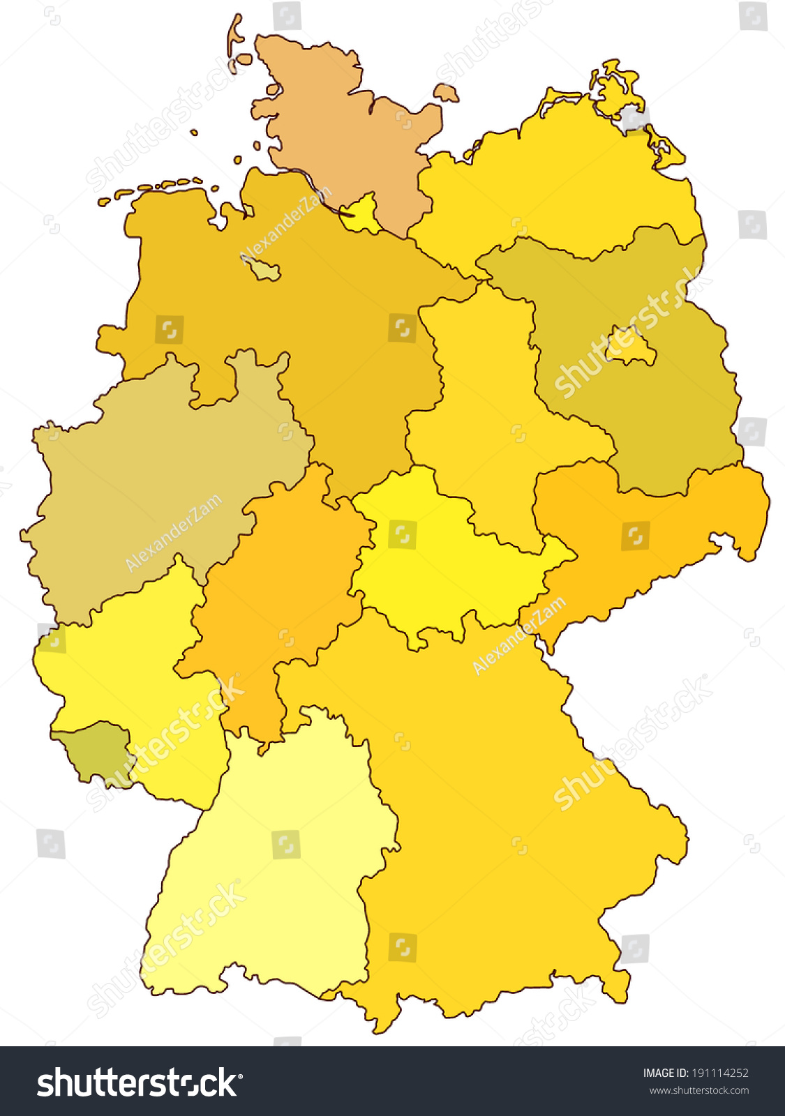 Contour map of the Germany - Royalty Free Stock Photo 191114252 ...