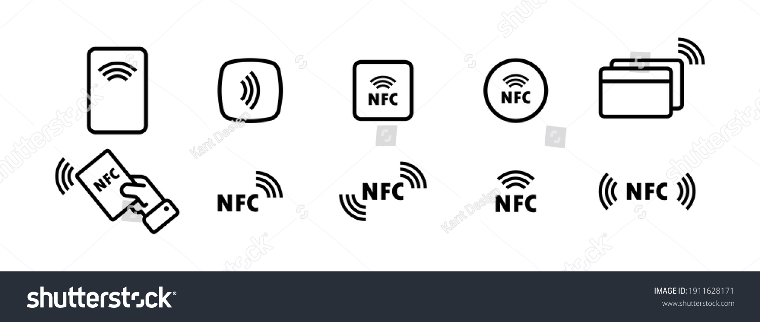 NFC icon set. Contactless payment icon. Wireless pay. Credit card. Vector EPS 10. Isolated on white background #1911628171