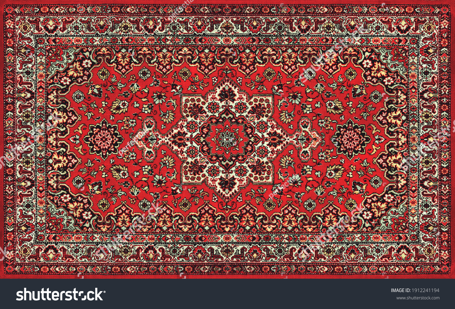 Part of Old Red Persian Carpet Texture, abstract ornament #1912241194