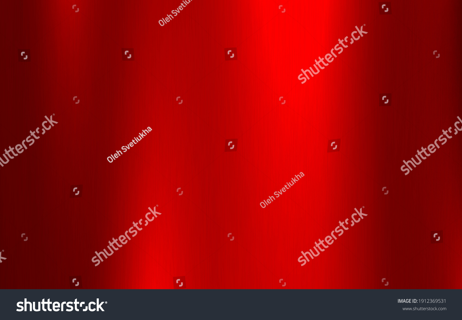 Red metallic radial gradient with scratches. Red foil surface texture effect. Vector illustration. #1912369531