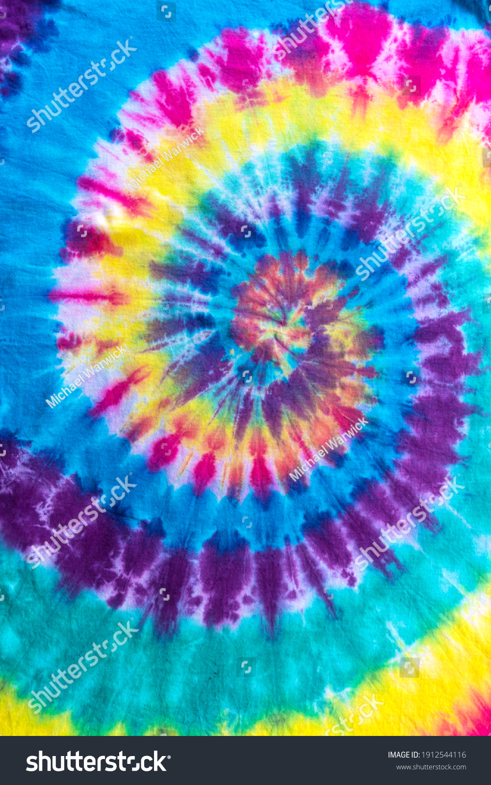 Fashionable Pastel Blue, Yellow Red, Green, Purple Retro Abstract Psychedelic Tie Dye Swirl Design. #1912544116