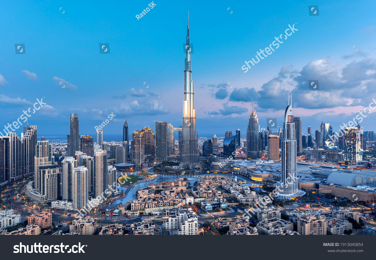 Dubai - amazing city center skyline with luxury skyscrapers at sunrise, United Arab Emirates #1913045854